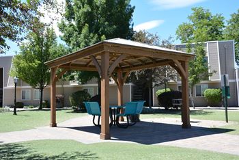 Shaded outdoor courtyard area